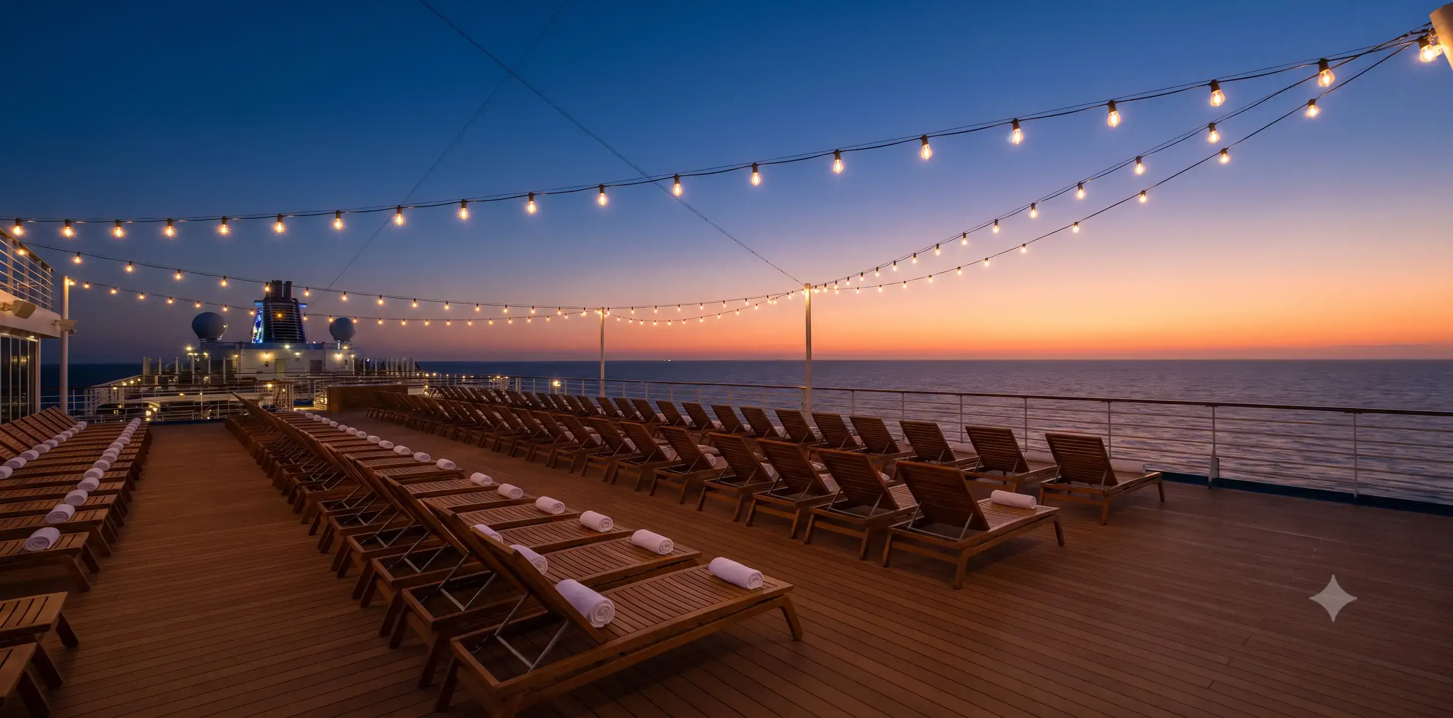 Guests relaxing on the sun deck with ocean views
